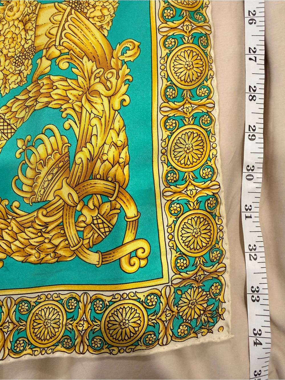 Versace Green, Purple & Gold Baroque Silk Scarf - Atelier Versace - Picture 9 of 10